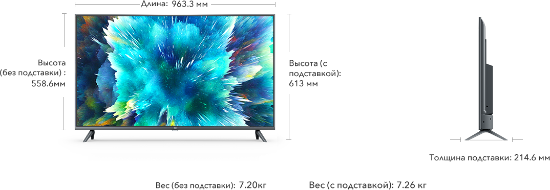 Телевизоры xiaomi размеры. Телевизор Xiaomi mi TV 4s 43 габариты. Xiaomi mi телевизор 55 габариты. Габариты телевизора Сяоми 50 дюймов.