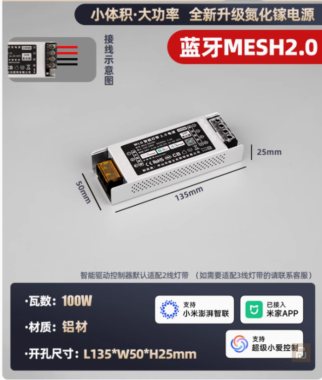 Блок питания лент-контроллер Mijia WLG 2.0 CCT (WLG-DD200), 24В/8.4А/200Вт, Mesh, GaN, COB 608