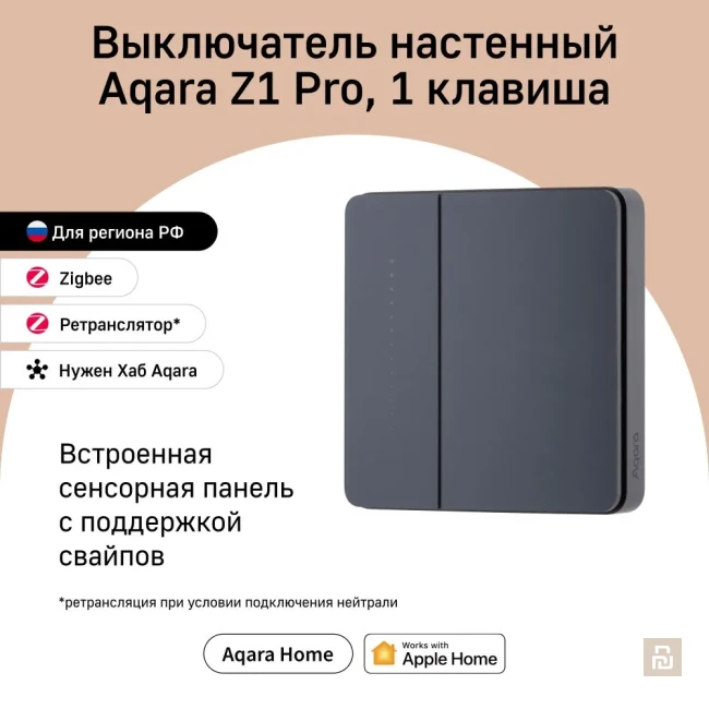 Выключатель настенный Aqara Smart Wall Switch Z1 Pro (ZNQBKG42LM), Zigbee 3.0