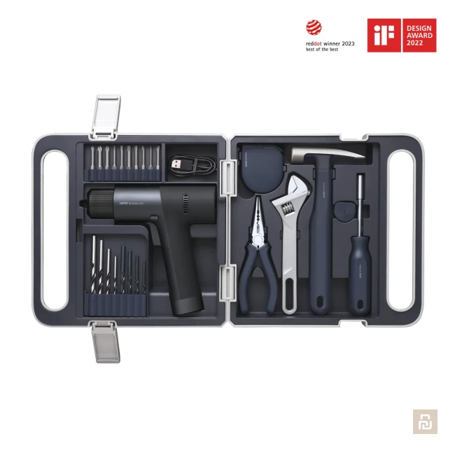 Набор инструментов с дрелью-шуруповёртом HOTO 12V Brushless Drill Tool Set (HTE0020EU)
