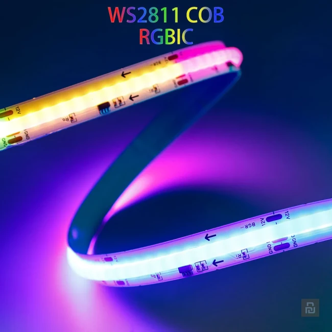Лента адресная COB WS2811 RGBCCT, 21Вт/840led/м, 24В, 12мм, RA90