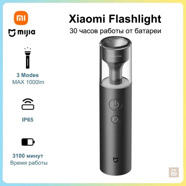 Фонарик Xiaomi Mijia Multi-function Portable Flashlight (MJSDTO02QW), 3100мАч, 1000Лм