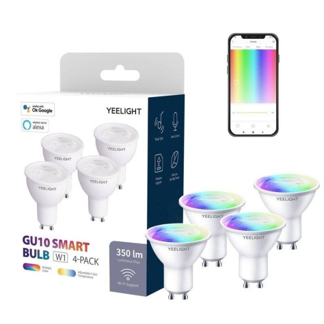 Лампа LED GU10 Yeelight Smart LED Bulb W1 (YLDP004-A), Wi-Fi, 4.5Вт/350Лм, RGB/2700-6500К