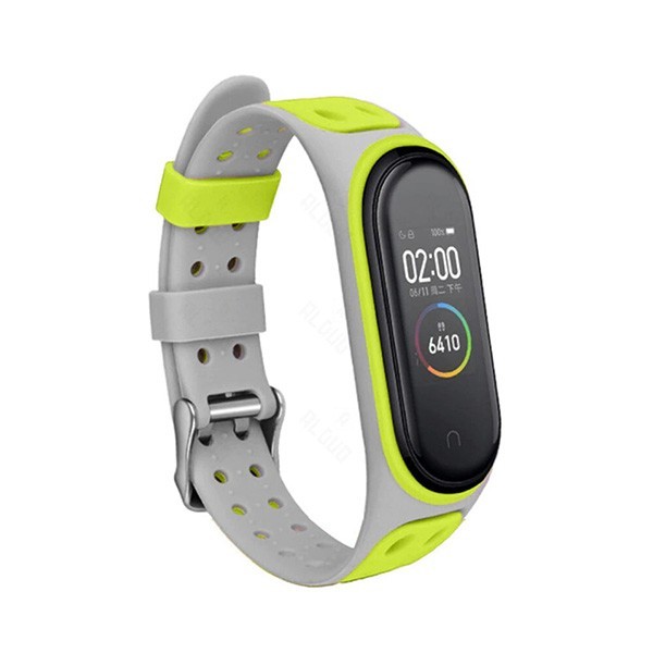 Ремешок силиконовый для браслета Mi Band 3-5, Sport, серый/зеленый