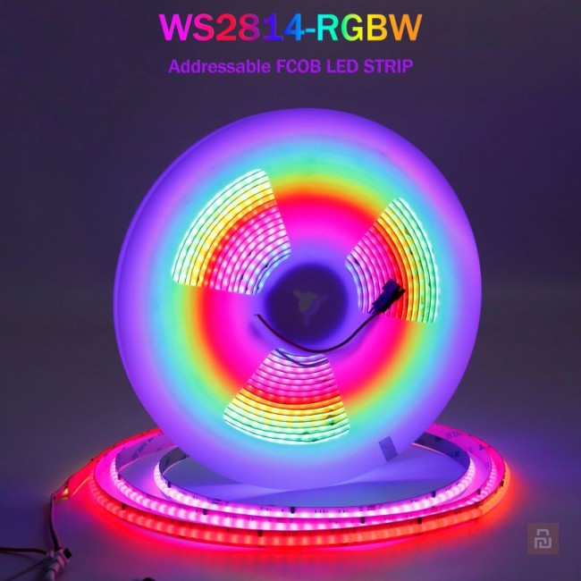 Лента адресная COB RGBWW WS2814 (FPC-50010-4C36B*4), 24В, 576LEDs, 18Вт/м, 12мм, IP20