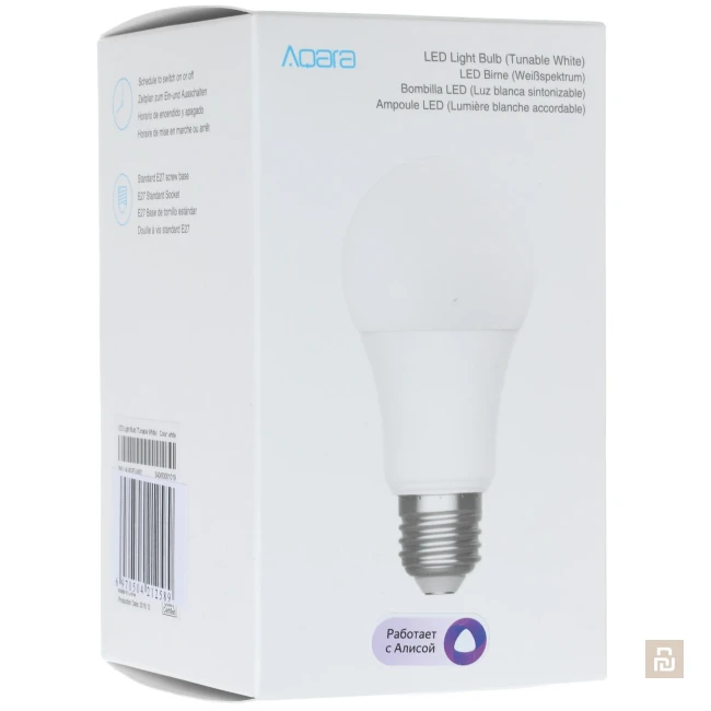 Лампа LED E27 Aqara Smart Bulb (ZNLDP12LM), ZigBee, 9Вт/806Лм, 2700-6500K