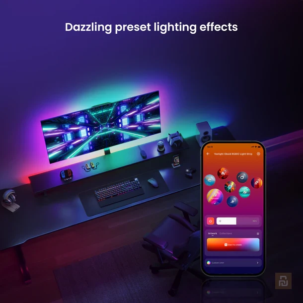 Лента адресная Yeelight Obsid Rgbic Lightstrip (YLFWD-0025), 2м, 12Вт, 200Лм/м, Matter, до 5м