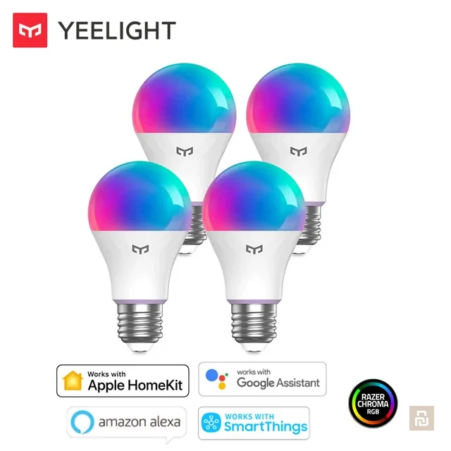 Лампа E27 Yeelight Smart LED Bulb W4 Lite (YLQPD-0011), Wi-Fi, 9Вт/806Лм, RGB/1700-6500K