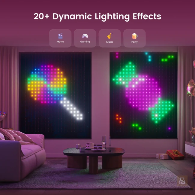 Штора-гирлянда Yeelight Curtain Lights (YLYDD-0053), 1,5x2м, 475 ламп, RGBIC+BLE