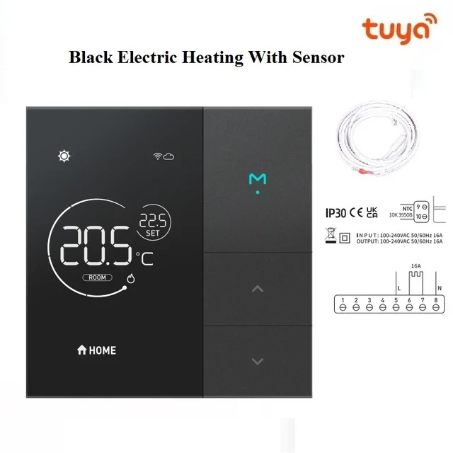 Термостат электрического пола Heatcold Electric Heating Smart Thermostat M2 (TH1230E), WI-FI, MiHome, RTOS, 5-35