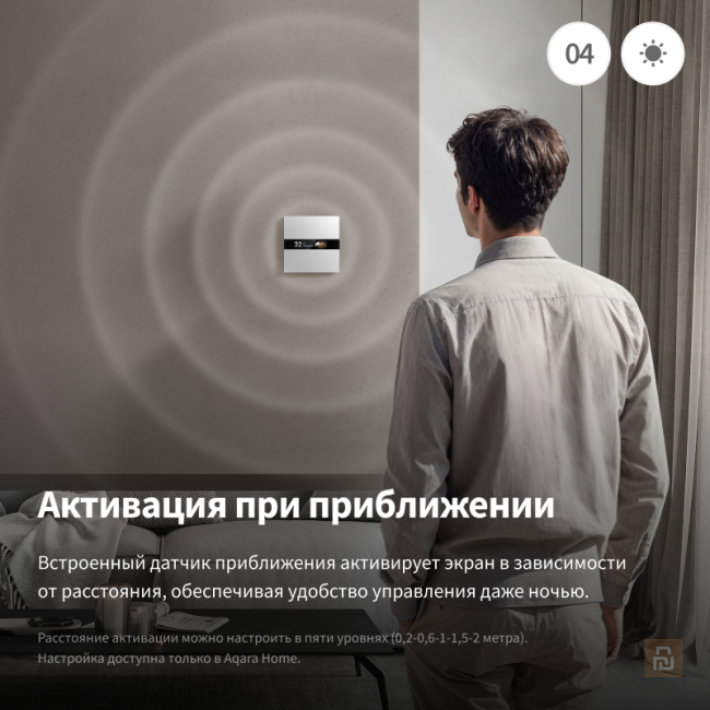 Выключатель настенный Aqara Display Switch V1 EU (WS-K02D), 2.08”, ретранслятор