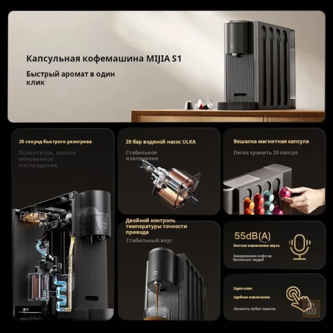 Кофемашина Xiaomi Mijia Capsule Coffee Machine S1 (CMC001), 0.65л