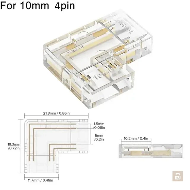 Разъемы беспаечные для ленты COB, 5/8/10мм, 2/3/4 контакта