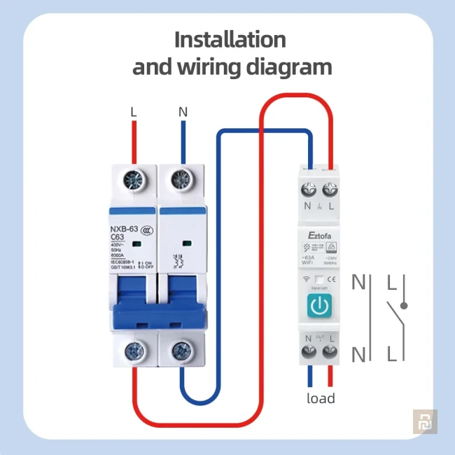 Умный дифференциальный автомат GiaSmart GIA-D63, WI-FI, MiHome, Metering Type (1~40A current adjustable)
