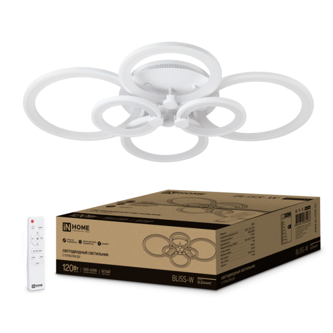 Светильник IN-HOME Elegant Bliss-120W, 120Вт/8400Лм, 3000-4000-6500K, 780х550х130мм, c пультом
