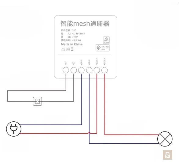 Реле Xiaomi Mijia Bluetooth Mesh Mini S20, 1 канал, с нейтралью