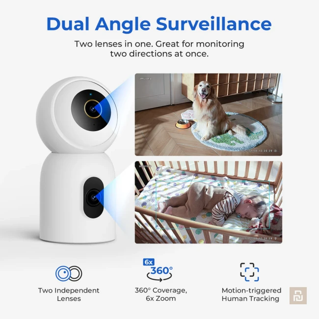 Камера наблюдения поворотная IMILAB Indoor Camera C30 Dual (CMSXJ111A), 5+5Мп/1296p, до 256Мб