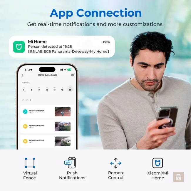 Камера наружного наблюдения iMiLAB EC6 Panorama (CMSXJ115A), WI-FI/LAN, 3.5K/1944p, до 256Гб