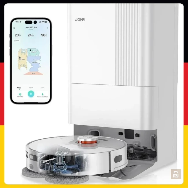 Самоочищающийся робот для подметания и мытья полов Jonr Robot Vacuum P20 Pro, 8000Па/5200мАч