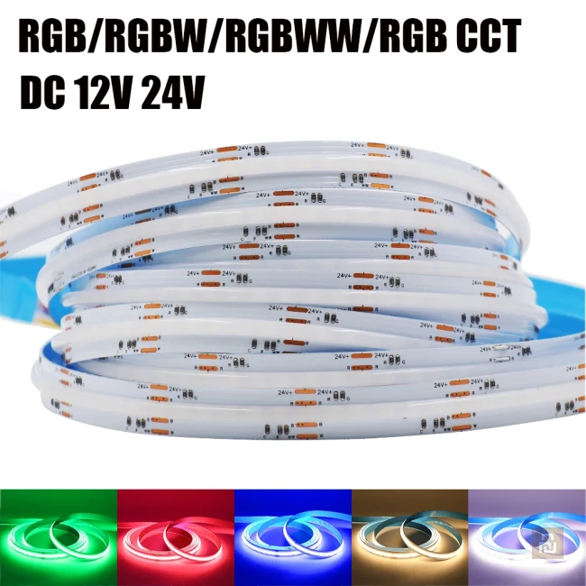 Лента COB RGBCCT, 24В, 840LEDs, 21Вт/м, 12мм, IP20, 1м