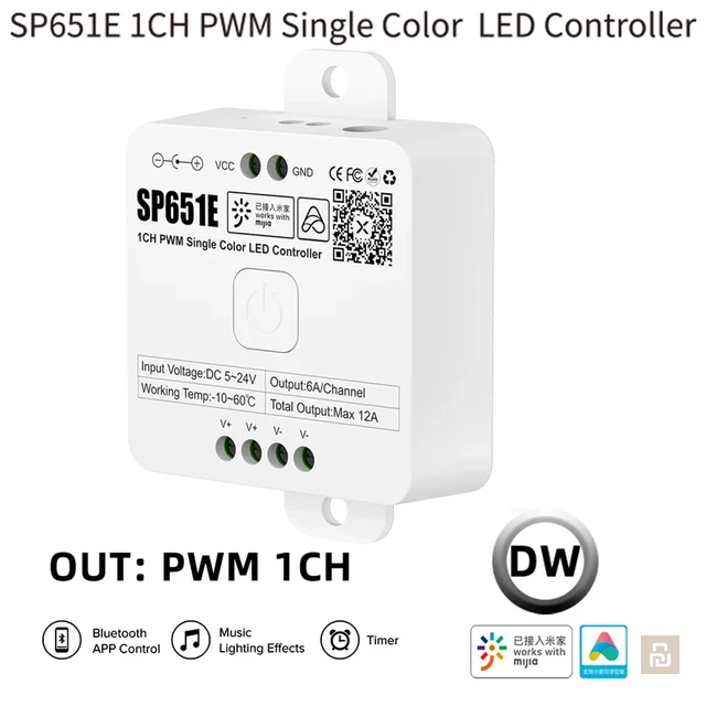Контроллер диодных лент Mijia 1CH PWM Single Color (SP651E), Bluetooth, 12A, Xiaomi Home